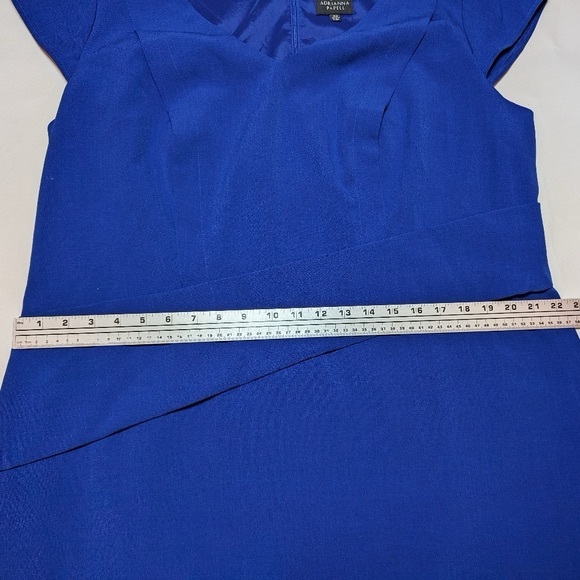 Adrianna Papell 18W Plus Size Blue V Neck Sheath Dress Woman Formal - Picture 6 of 8